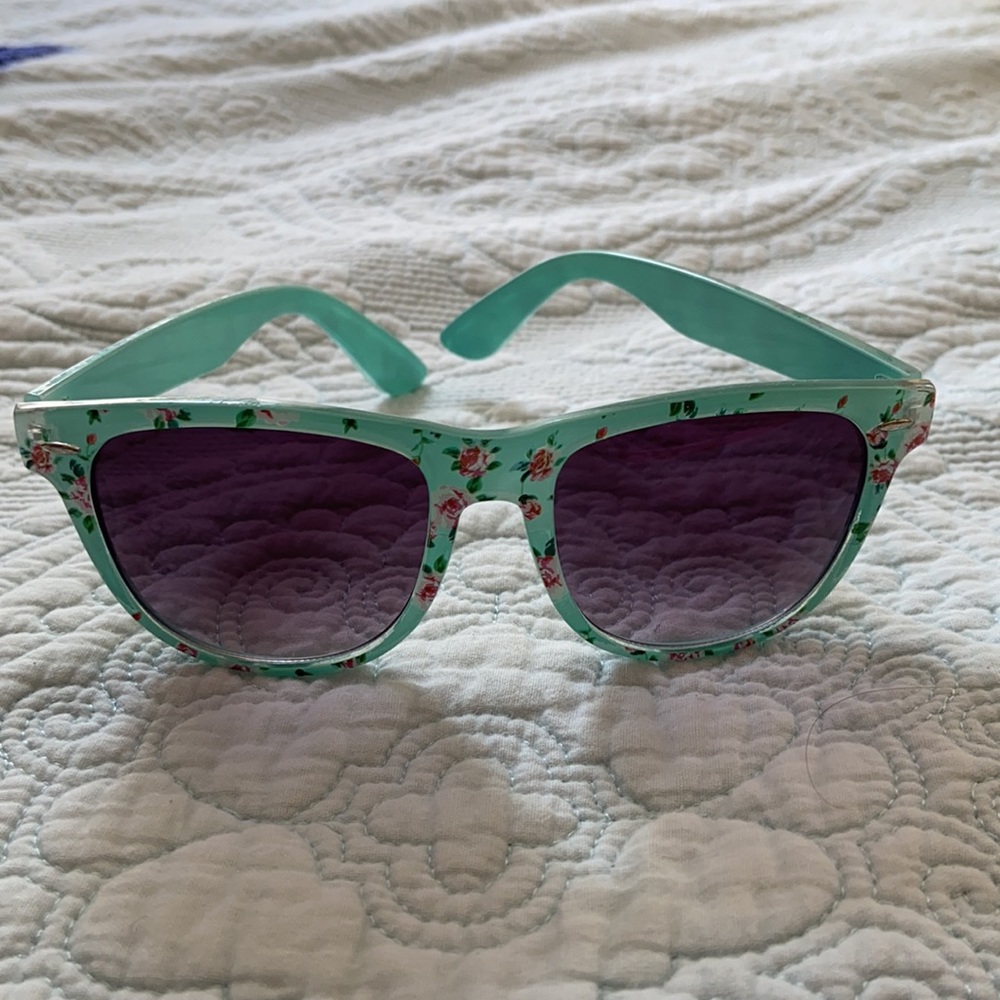 Rose Floral Aqua Sunglasses